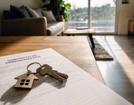Llaves de un departamento sobre un contrato de arriendo